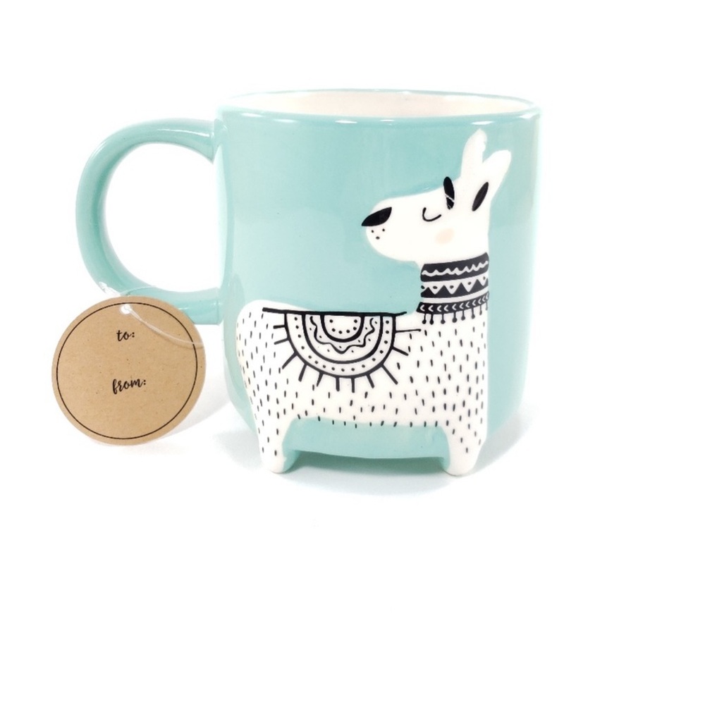 Llama Design Mint Green Coffee Mug